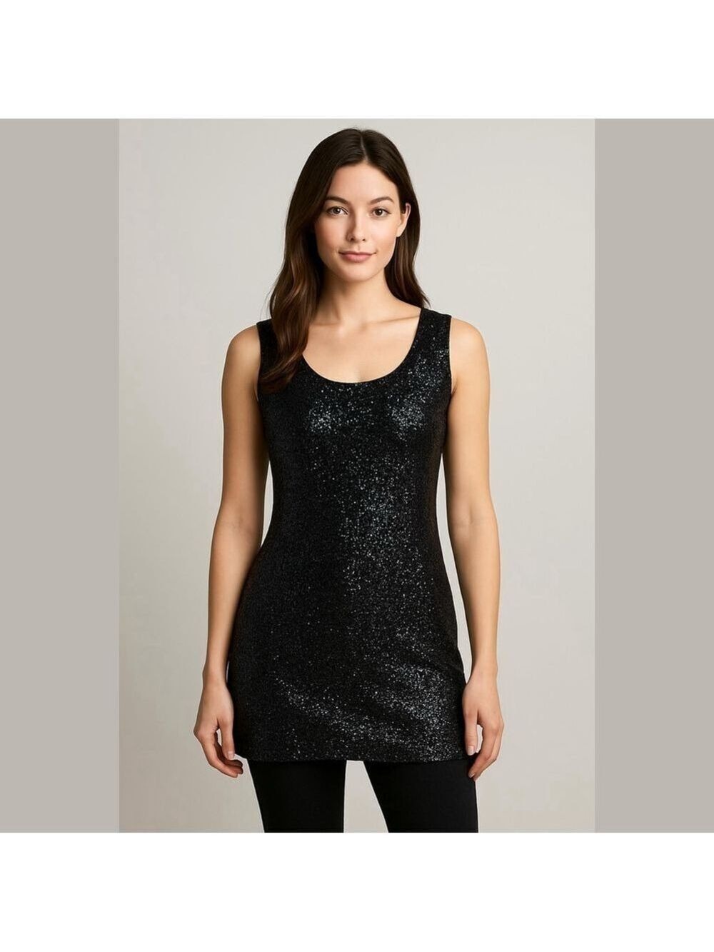 Express Y2K sequins mini black dress tunic party holidays Sz S